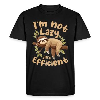 Funny Lazy Sloth I'm not lazy, just efficient - Men's Premium Organic T-Shirt - black - Front - Nico (187cm)