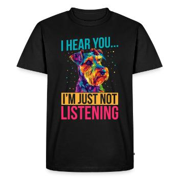 Airedale Terrier Race de chien Je t’entends - T-shirt Premium bio Homme - noir - Devant - Nico (187cm)