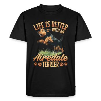La vie des races de chiens est meilleure avec un Airedale Terrier - T-shirt Premium bio Homme - noir - Devant - Nico (187cm)