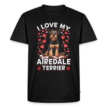 Race de chien J’aime mon Airedale Terrier - T-shirt Premium bio Homme - noir - Devant - Nico (187cm)
