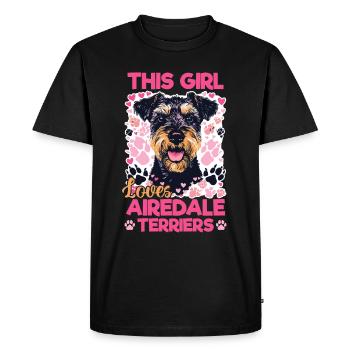 Race de chien Cette fille aime les Airedale Terriers - T-shirt Premium bio Homme - noir - Devant - Nico (187cm)