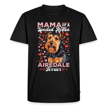 Maman chienne d’un terrier Airedale pourri gâté - T-shirt Premium bio Homme - noir - Devant - Nico (187cm)