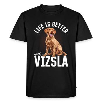 Hungarian Magyar Vizsla Dog Breed - Men's Premium Organic T-Shirt - black - Front - Nico (187cm)