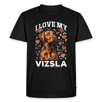 Hungarian Magyar Vizsla Dog Breed I Love my Vizsla - Men's Premium Organic T-Shirt - black - Front - Nico (187cm)