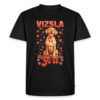 Hungarian Magyar Vizsla Dog Breed Vizsla Girl - Men's Premium Organic T-Shirt - black - Front - Nico (187cm)