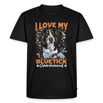 Race de chien J’aime mon Bluetick Coonhound - T-shirt Premium bio Homme - noir - Devant - Nico (187cm)