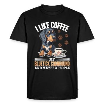 Bluetick Coonhound race de chien J’aime le café mon - T-shirt Premium bio Homme - noir - Devant - Nico (187cm)