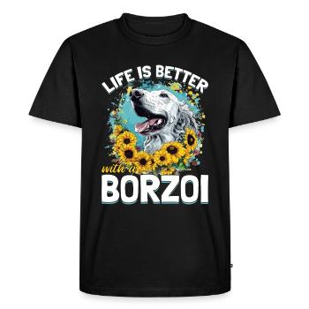 La vie est meilleure avec un barzoï - T-shirt Premium bio Homme - noir - Devant - Nico (187cm)