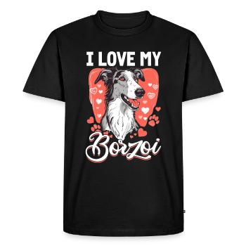 Race de chien Barzoï J’aime mon Barzoï - T-shirt Premium bio Homme - noir - Devant - Nico (187cm)