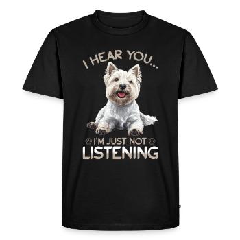 West Highland White Terrier Westie Race de chien - T-shirt Premium bio Homme - noir - Devant - Nico (187cm)