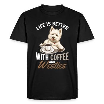 West Highland White Terrier Westie Race de chien - T-shirt Premium bio Homme - noir - Devant - Nico (187cm)