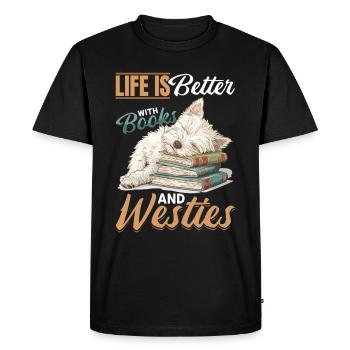 West Highland White Terrier Westie Race de chien - T-shirt Premium bio Homme - noir - Devant - Nico (187cm)