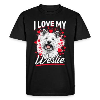 West Highland White Terrier Westie Race de chien - T-shirt Premium bio Homme - noir - Devant - Nico (187cm)