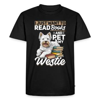 West Highland White Terrier Westie chien race livres - T-shirt Premium bio Homme - noir - Devant - Nico (187cm)