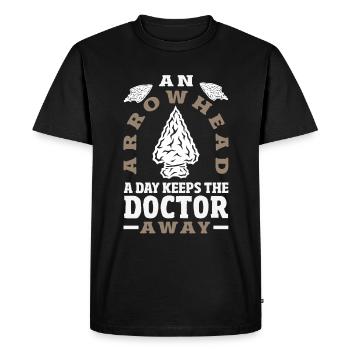 Pointe de flèche Chasseur Tir à l’arc Pointe de flèche - T-shirt Premium bio Homme - noir - Devant - Nico (187cm)