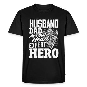 Pointe de flèche Chasseur Tir à l’arc Pointe de flèche - T-shirt Premium bio Homme - noir - Devant - Nico (187cm)