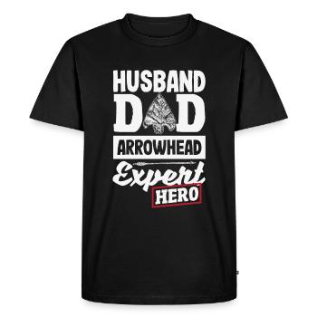 Pointe de flèche Chasseur Tir à l’arc Pointe de flèche - T-shirt Premium bio Homme - noir - Devant - Nico (187cm)
