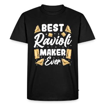 Pâtes raviolis italiennes drôles - T-shirt Premium bio Homme - noir - Devant - Nico (187cm)