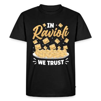 Pâtes raviolis italiennes drôles - T-shirt Premium bio Homme - noir - Devant - Nico (187cm)