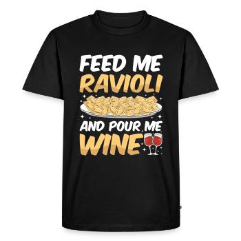 Pâtes raviolis italiennes drôles - T-shirt Premium bio Homme - noir - Devant - Nico (187cm)