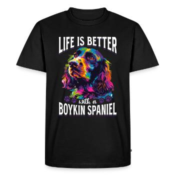 Dog Breed Life is Better with a Boykin Spaniel - Men's Premium Organic T-Shirt - black - Front - Nico (187cm)