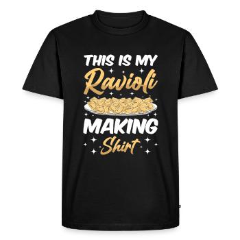 Funny Italian Ravioli Pasta - Men's Premium Organic T-Shirt - black - Front - Nico (187cm)