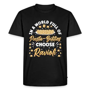 Pâtes raviolis italiens amusants - T-shirt Premium bio Homme - noir - Devant - Nico (187cm)