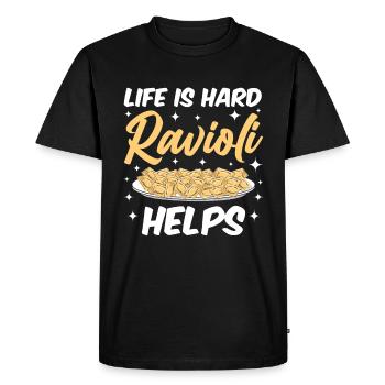 Pâtes raviolis italiennes drôles - T-shirt Premium bio Homme - noir - Devant - Nico (187cm)