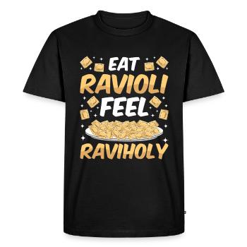 Funny Italian Ravioli Pasta - Men's Premium Organic T-Shirt - black - Front - Nico (187cm)