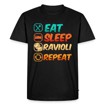 Funny Italian Ravioli Pasta - Men's Premium Organic T-Shirt - black - Front - Nico (187cm)