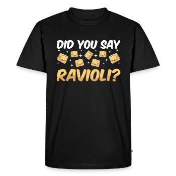 Funny Italian Ravioli Pasta - Men's Premium Organic T-Shirt - black - Front - Nico (187cm)