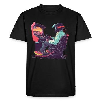 "Time For Sim Racing" Sim Racer - Men's Premium Organic T-Shirt - black - Front - Nico (187cm)