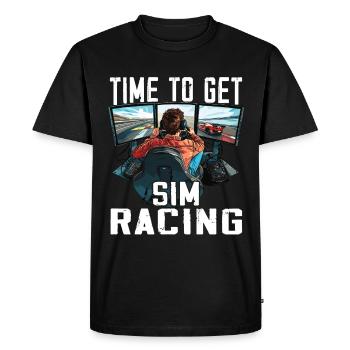 "Time For Sim Racing" Sim Racer - Men's Premium Organic T-Shirt - black - Front - Nico (187cm)