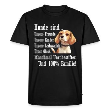 « Les chiens sont 100% famille » Beagle - T-shirt Premium bio Homme - noir - Devant - Nico (187cm)