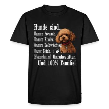 Caniche « Les chiens sont 100% famille » - T-shirt Premium bio Homme - noir - Devant - Nico (187cm)