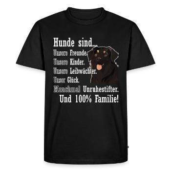 « Les chiens sont 100% famille » Hovawart - T-shirt Premium bio Homme - noir - Devant - Nico (187cm)