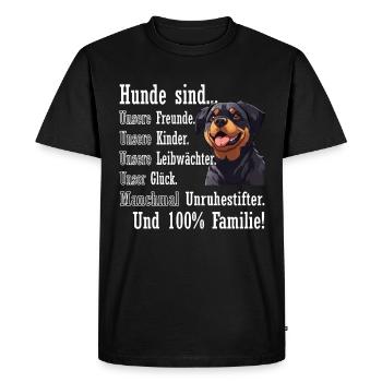 « Les chiens sont 100% famille » Rottweiler - T-shirt Premium bio Homme - noir - Devant - Nico (187cm)