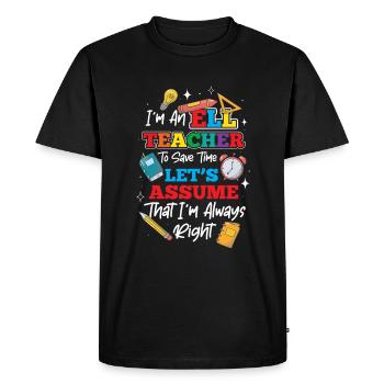 Professeur d’anglais Apprenant d’anglais Professeur d’anglais ELL - T-shirt Premium bio Homme - noir - Devant - Nico (187cm)
