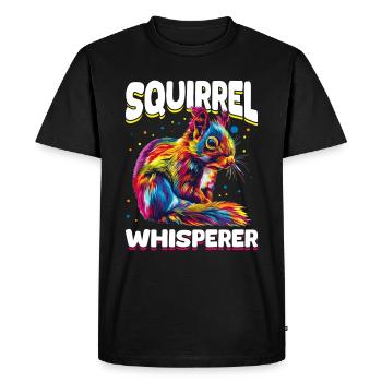 Funny Squirrel Animal Squirrel Whisperer - Men's Premium Organic T-Shirt - black - Front - Nico (187cm)