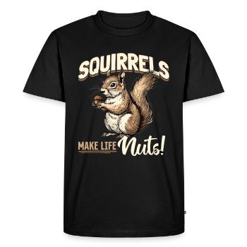 Funny Squirrel Animal Squirrels make life nuts! - Men's Premium Organic T-Shirt - black - Front - Nico (187cm)