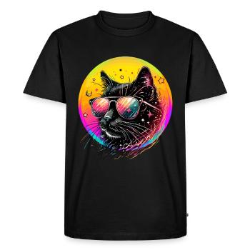 Cat Cats Mom Neon Sunglasses 80's Disco - Men's Premium Organic T-Shirt - black - Front - Nico (187cm)