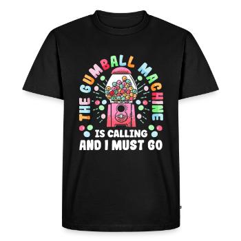 Funny chewing gum machine - Men's Premium Organic T-Shirt - black - Front - Nico (187cm)