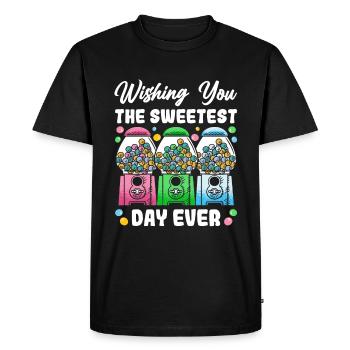 Funny chewing gum machine - Men's Premium Organic T-Shirt - black - Front - Nico (187cm)