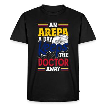 Arepas Colombien Venezuela Nourriture - T-shirt Premium bio Homme - noir - Devant - Nico (187cm)