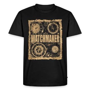 Horlogerie Signification Horloger - T-shirt Premium bio Homme - noir - Devant - Nico (187cm)
