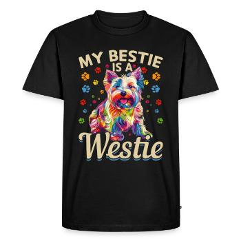 Westie West Highland White Terrier Race de chien - T-shirt Premium bio Homme - noir - Devant - Nico (187cm)
