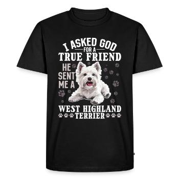 Westie West Highland White Terrier Race de chien - T-shirt Premium bio Homme - noir - Devant - Nico (187cm)