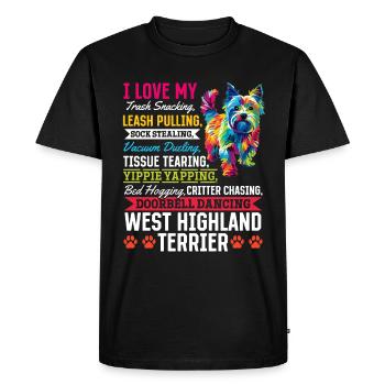 Westie West Highland White Terrier race de chien - T-shirt Premium bio Homme - noir - Devant - Nico (187cm)