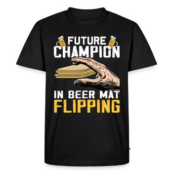 Sous-verres Flip Game bière - T-shirt Premium bio Homme - noir - Devant - Nico (187cm)