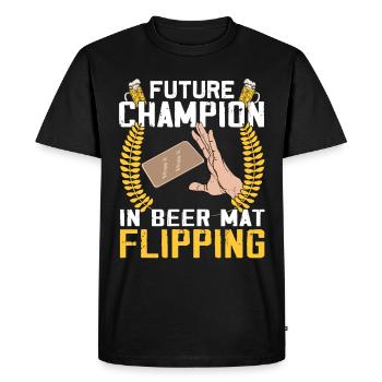 Sous-verres Flip Game bière - T-shirt Premium bio Homme - noir - Devant - Nico (187cm)